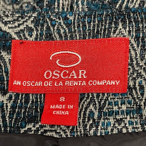 Oscar de la Renta Green Metallic Silver Woven Paisley Pattern pants size 8 NWT - Picture 11 of 14